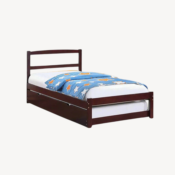 Parker Sleek Platform Bed Frame With Storage Drawers and Pull-Out Trundle - Espresso