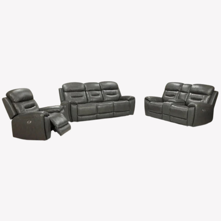 Sublime 3-Piece Manual Recliner Set In Air Leather Upholstery - Charcoal