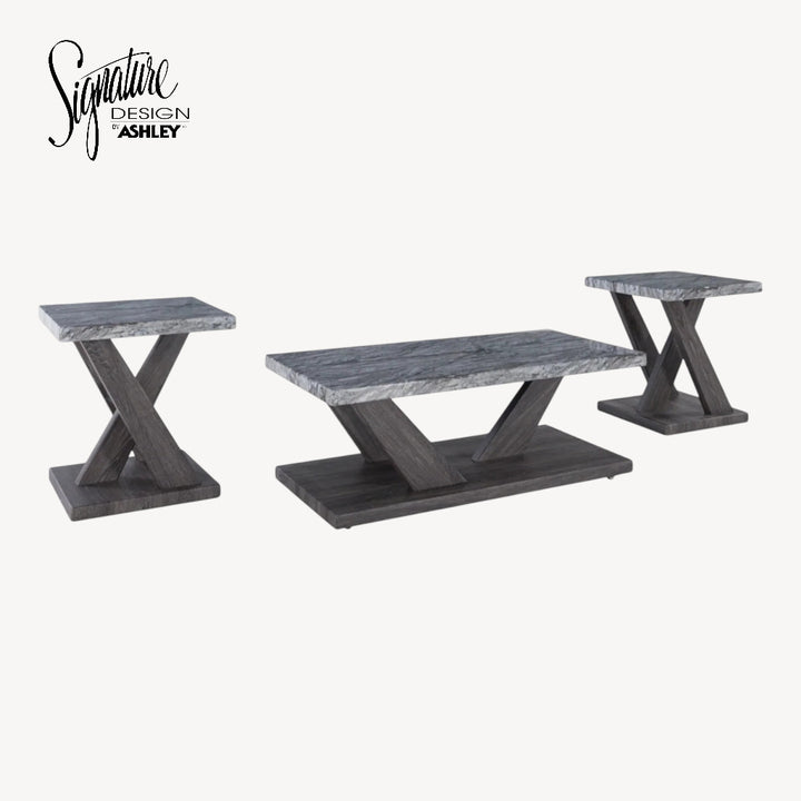 T400-13 Bensonale Occasional Table Set In Faux Grey Finish (Set of 3) | Signature Design By Ashley
