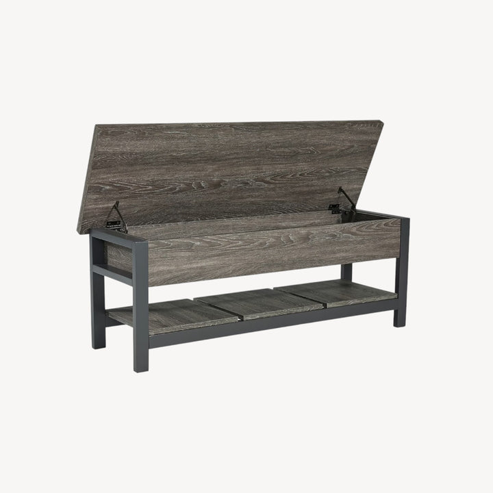 A3000313 Rhyson Storage Bench - Grey/ Black | Signature Design By Ashley