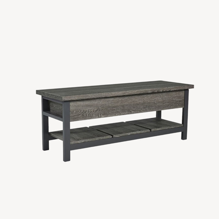 A3000313 Rhyson Storage Bench - Grey/ Black | Signature Design By Ashley