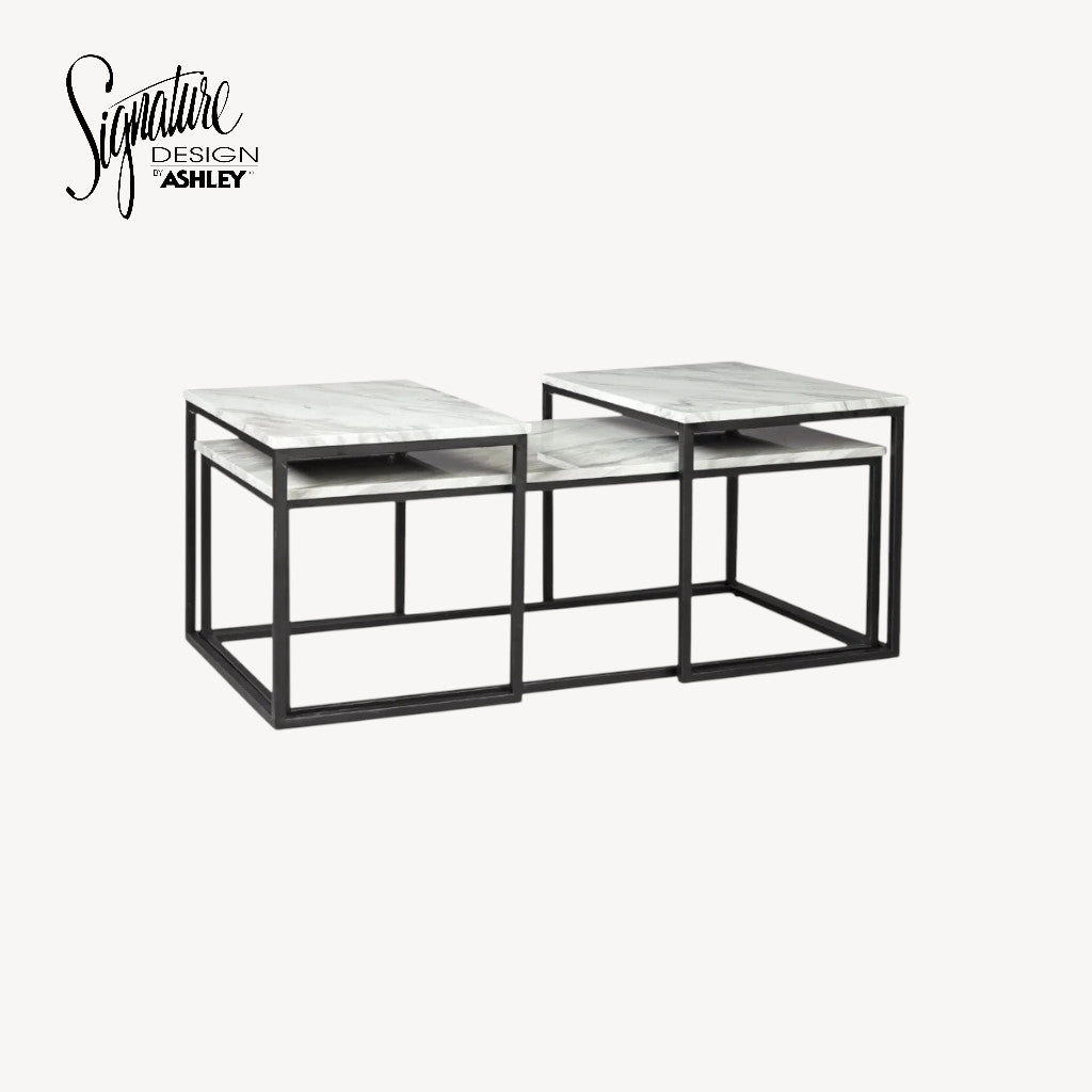 T182-13 Donnesta Occasional Table Set (Set of 3) - Grey/ Black | Signature Design By Ashley