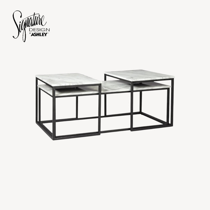 T182-13 Donnesta Occasional Table Set (Set of 3) - Grey/ Black | Signature Design By Ashley