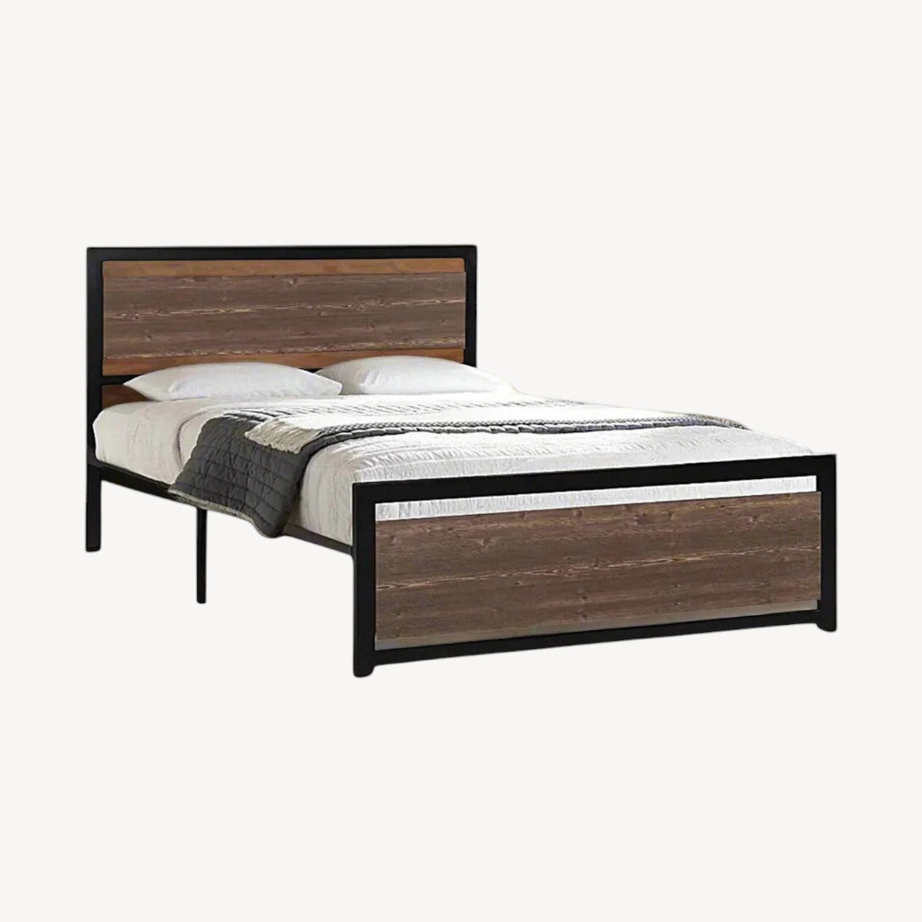 Phoenix Metallic Platform Bed Frame - Black/ Brown