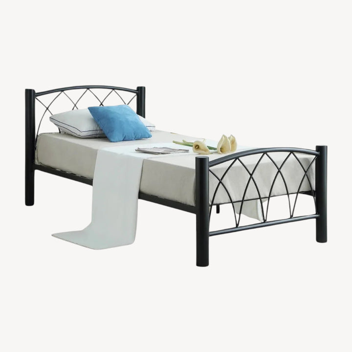 Maverick Metallic Platform Bed Frame In Sleek Black Finish