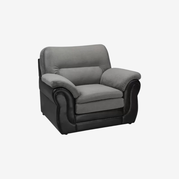 Oaklyn 3-Piece Fabric Upholstered Sofa Set In Grey/ Black Finish