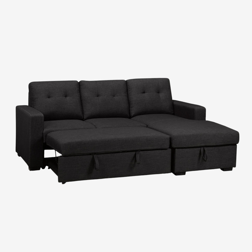 Bravik Fabric Upholstered Sectional Sofa Bed With Reversible Chaise - Charcoal