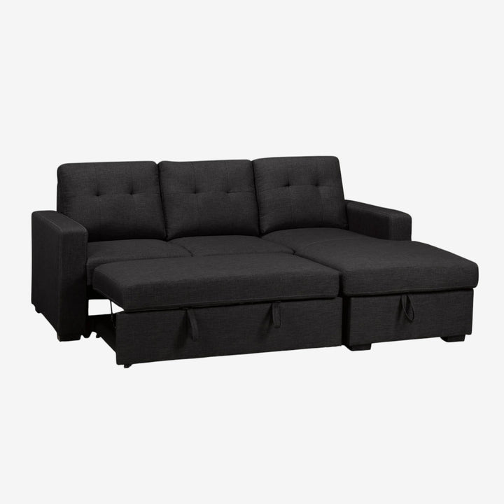 Bravik Fabric Upholstered Sectional Sofa Bed With Reversible Chaise - Charcoal