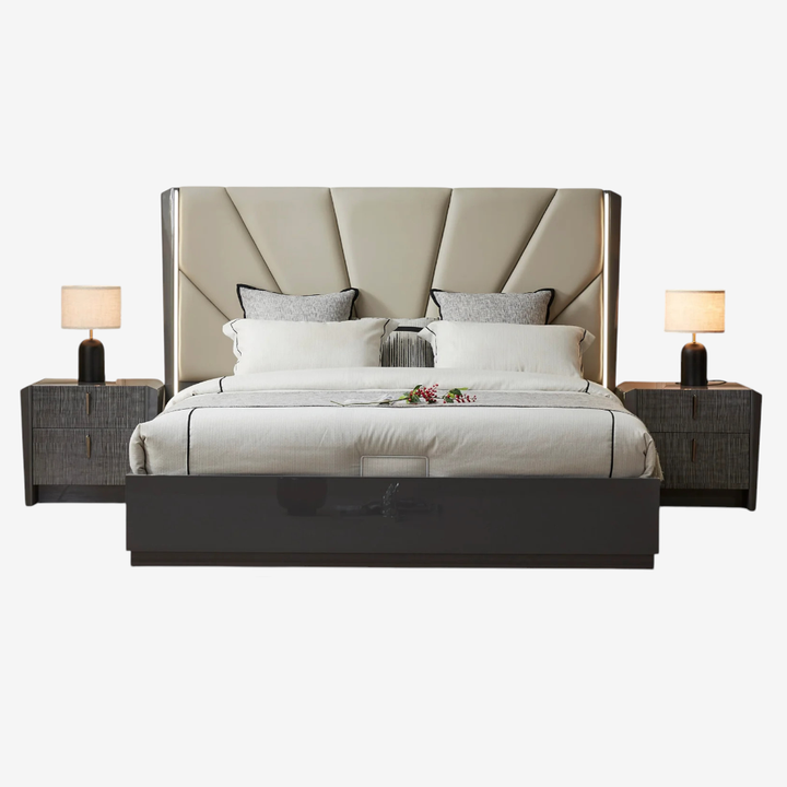 Nocturne 8-Piece Bedroom Set With Built-in LED Lights & Wireless Charging - Grey