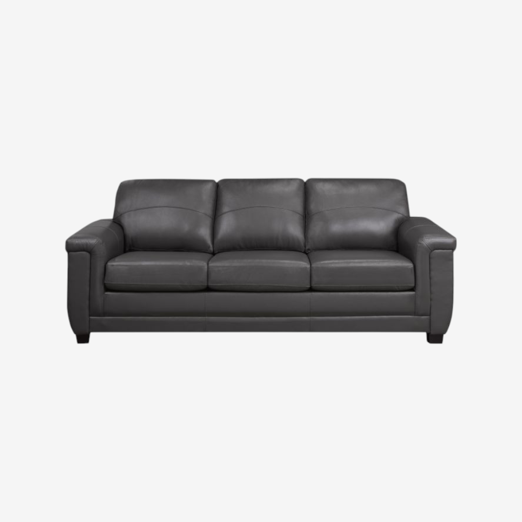 Seville 3-Piece Sofa Set In Leather Upholstery - Dark Grey