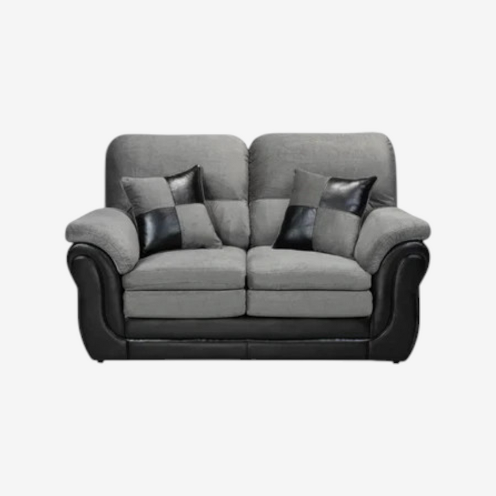 Oaklyn 3-Piece Fabric Upholstered Sofa Set In Grey/ Black Finish