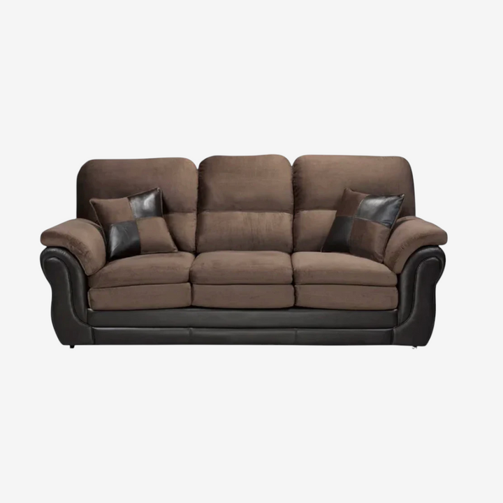 Oaklyn 3-Piece Fabric Upholstered Sofa Set In Brown/ Chocolate Finish