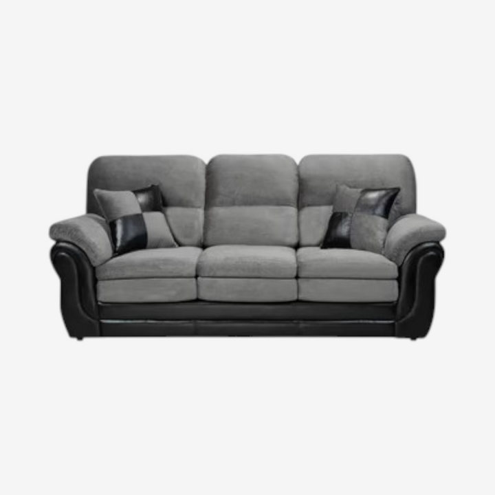 Oaklyn 3-Piece Fabric Upholstered Sofa Set In Grey/ Black Finish