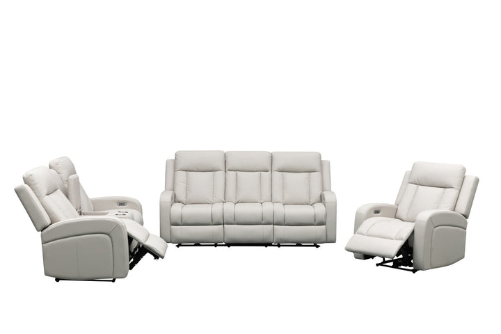 Sudex 3-Piece Beige Power Recliner Set in Top Grain Leather