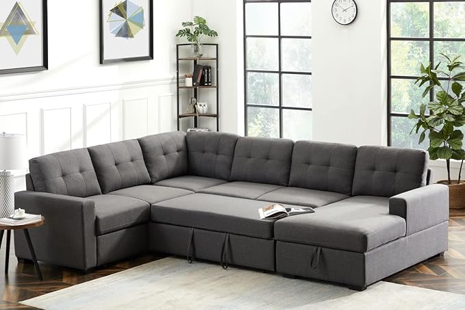 Chilas Tempting Grey Cozy Sofa Bed with Storage Chaise