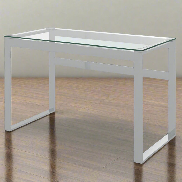 Luxe Metallic Office/ Writing Desk In Chrome Finish