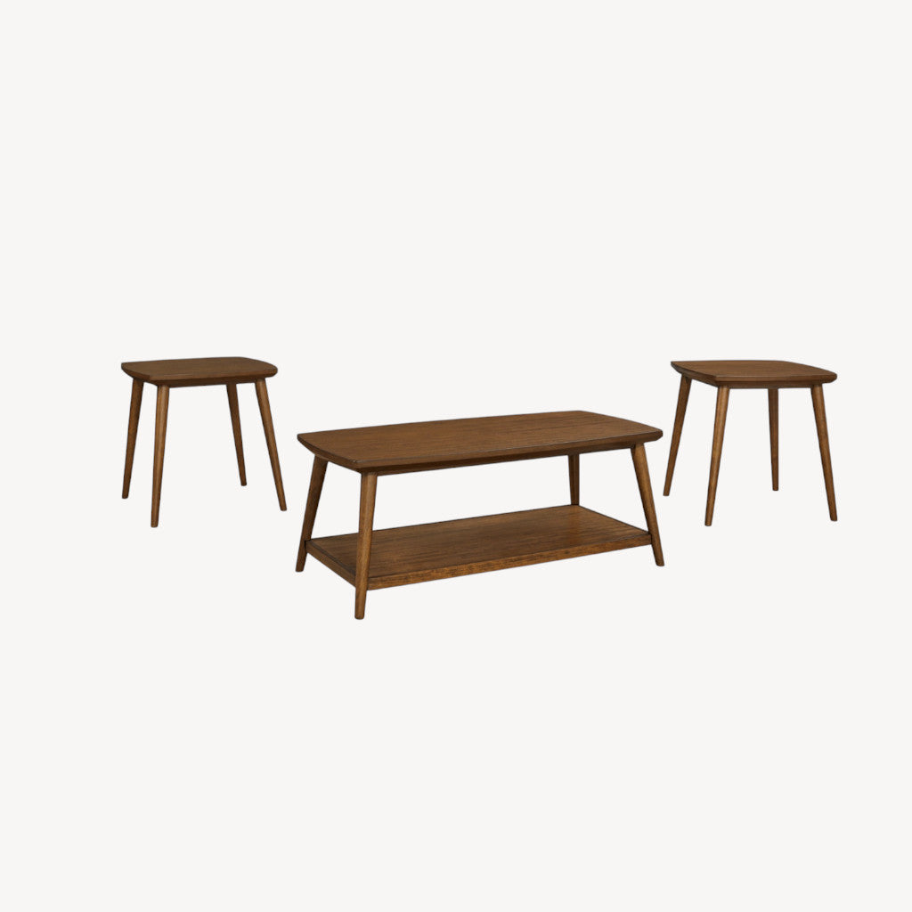 T416-13 Lyncott Table Set in Brown Wood Grain Finish (Set of 3) | Signature Design By Ashley