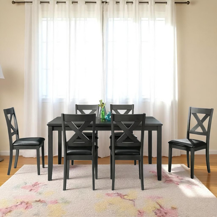 Altair 7-Piece Wooden Dining Set In Splendid Grey Finish