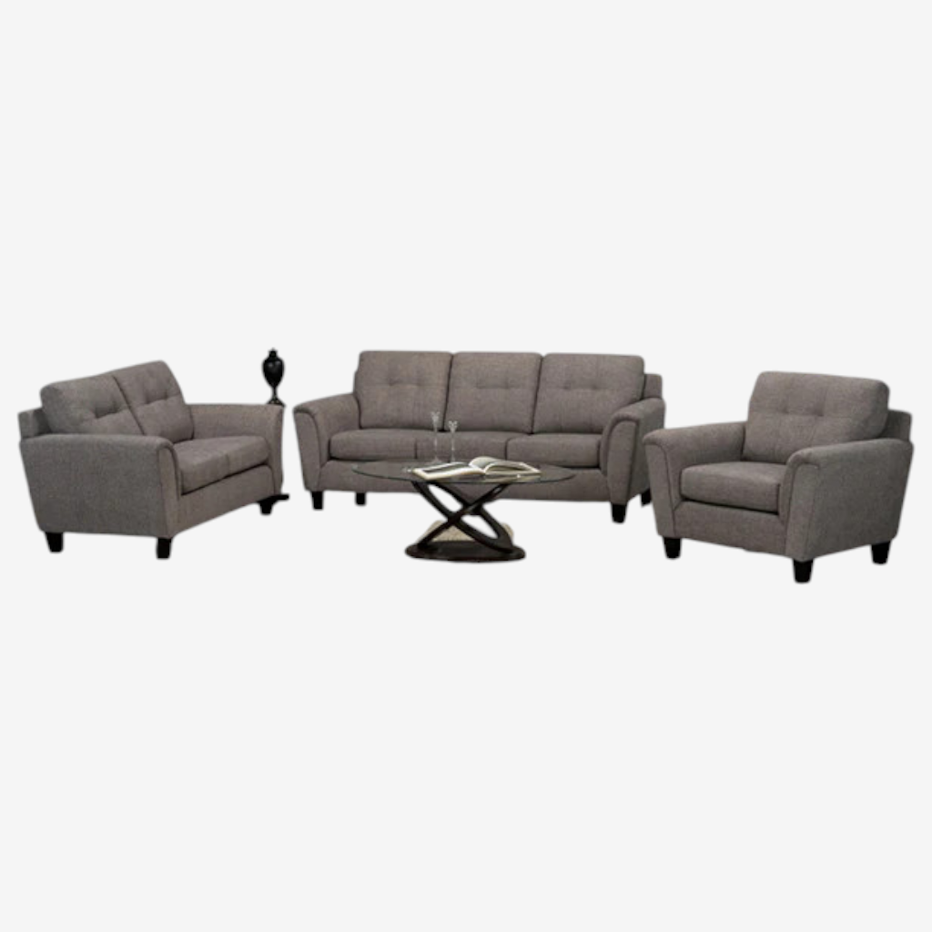 Monroe 3-Piece Sofa Set In Fabric Upholstery - Cocoa