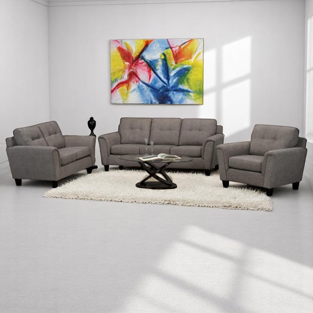 Monroe 3-Piece Sofa Set In Fabric Upholstery - Cocoa