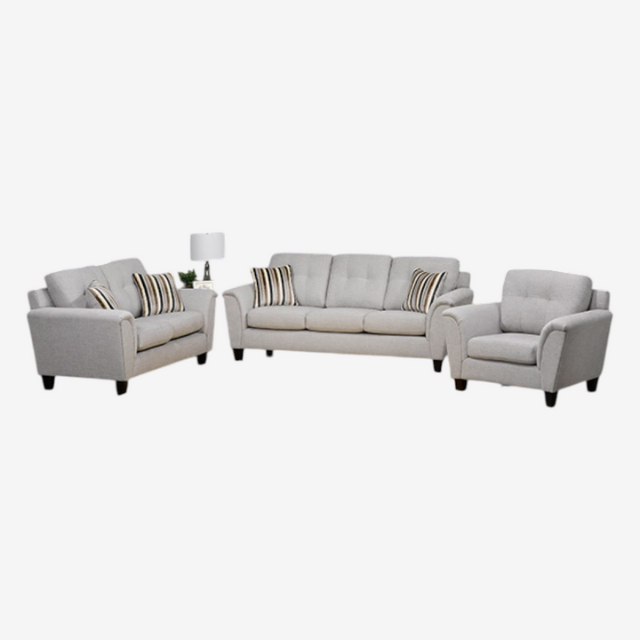 Monroe 3-Piece Sofa Set In Fabric Upholstery - Platinum