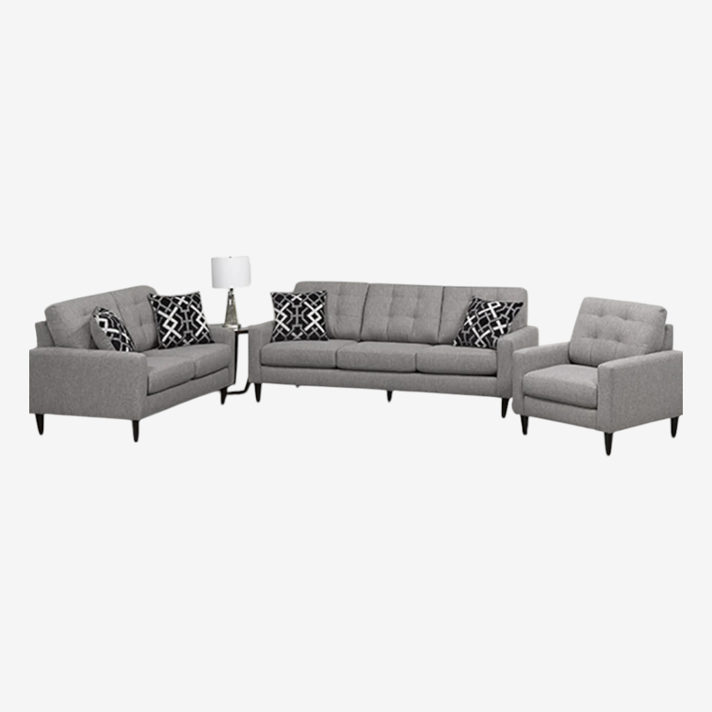 Rowan 3-Piece Sofa Set In Fabric Upholstery - Gravel