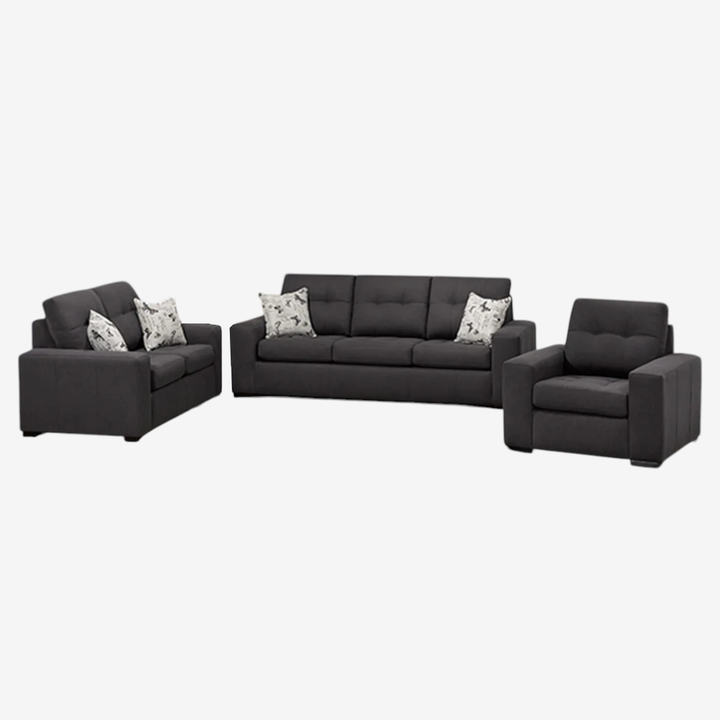Belle 3-Piece Sofa Set In Fabric Upholstery - Anthracite