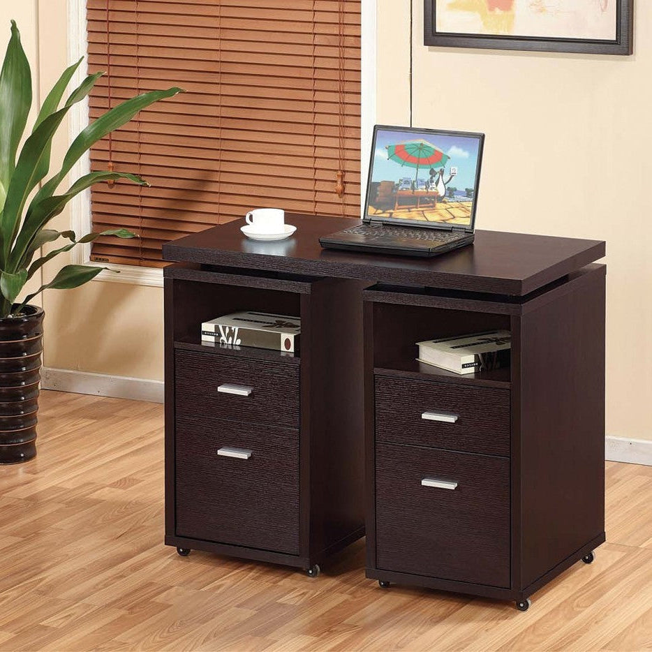 Bolt Expendable Office Desk With Multiple Storage Options - Red Cocoa