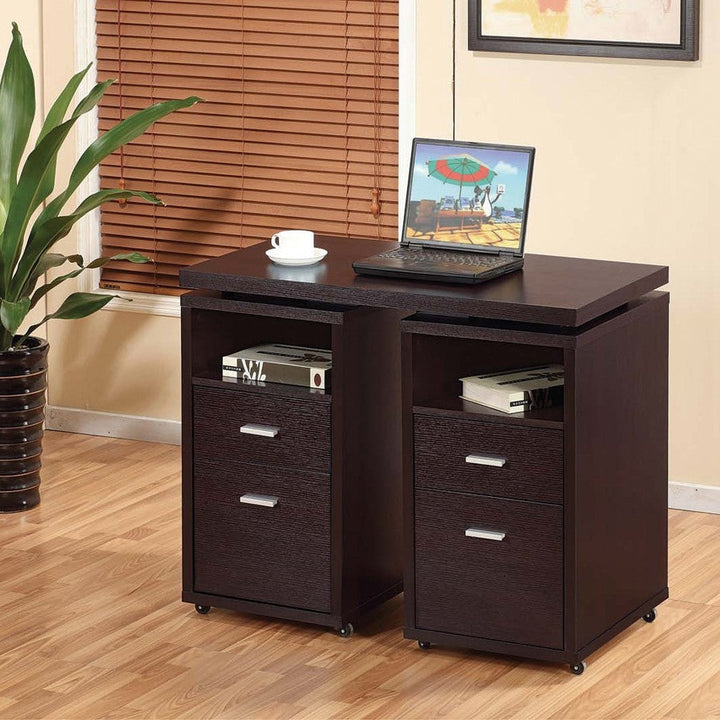 Bolt Expendable Office Desk With Multiple Storage Options - Red Cocoa