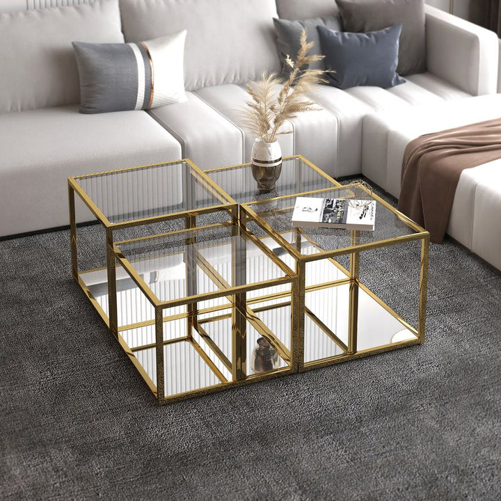 Felicity Timeless 4-Piece Multi-Tier Coffee Table In Gold