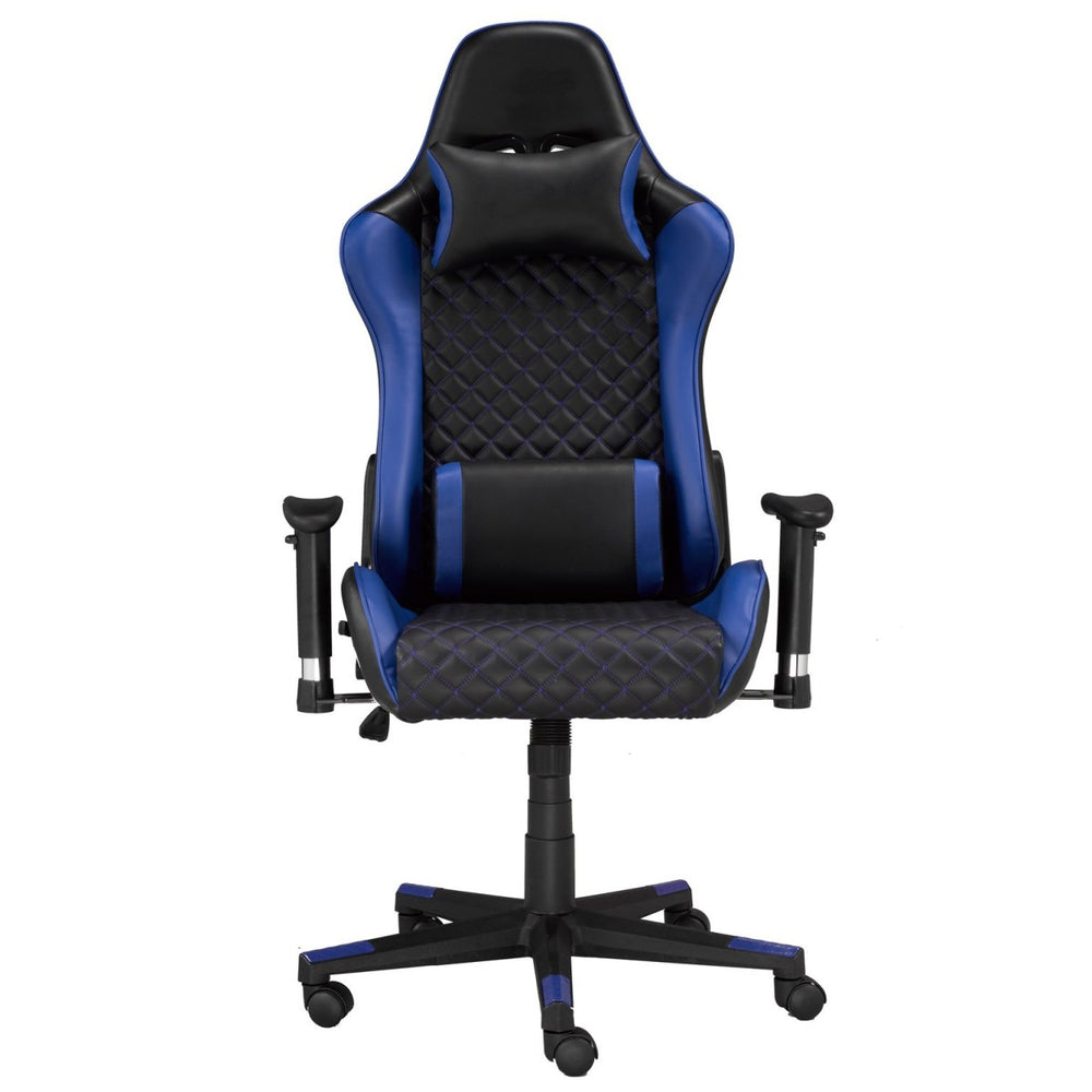 Contemporary Black/Blue Gaming Chair - Adjustable Height, Adjustable Armrests, Reclining Function, and Tilt Mechanism