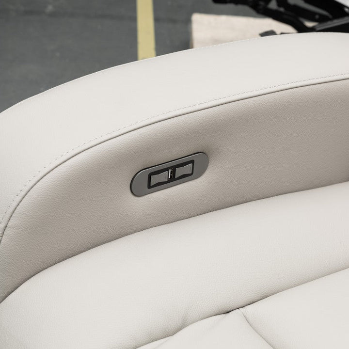 Sudex Beige Power Recliner Chair In Top Grain Leather