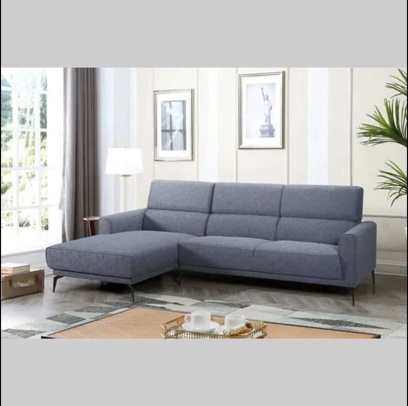 Asia Grey Fabric Sofa Sectional With Left Hand Chaise