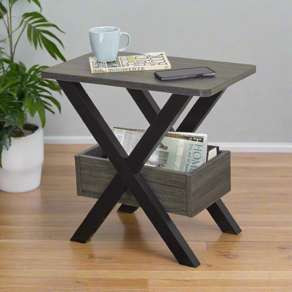 Midnight Bloom Elegant Plant Stand - Grey/ Black