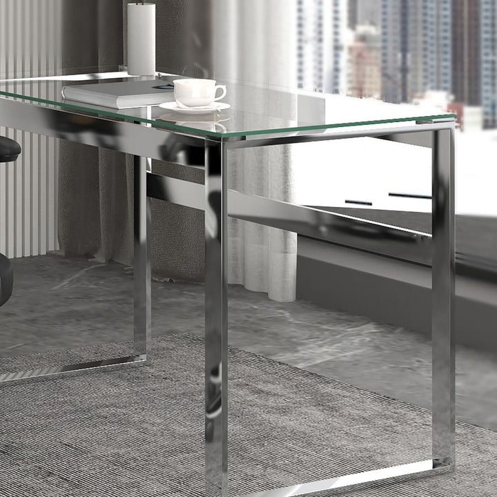 Luxe Metallic Office/ Writing Desk In Chrome Finish