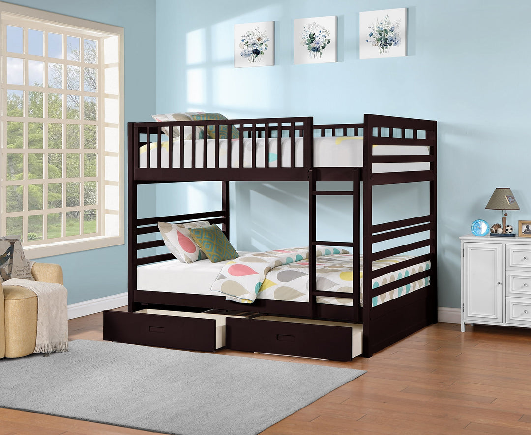 Grace Bunk Bed (Double/ Double) With Storage Drawers - Espresso