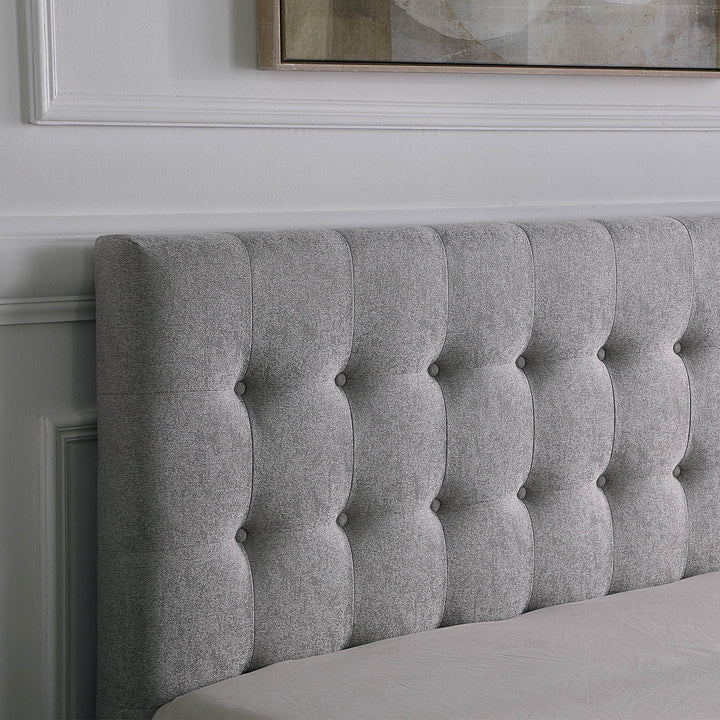 Axton Platform Bed Frame In Fabric Upholstery - Striking Grey