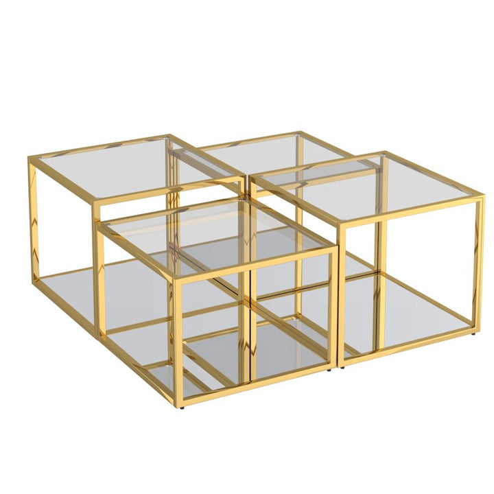Felicity Timeless 4-Piece Multi-Tier Coffee Table In Gold
