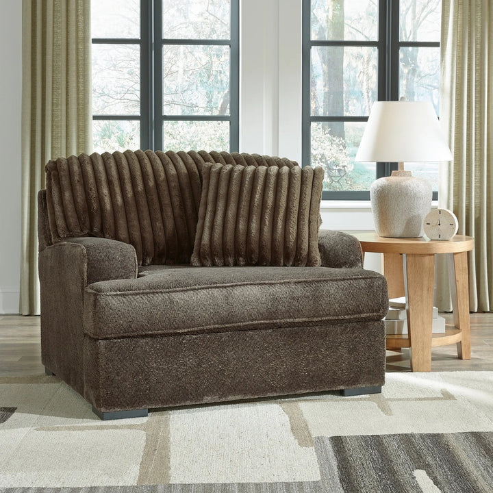 5370223 Aylesworth Oversized Accent Chair In Fabric Upholstery - Chocolate | Benchcraft By Ashley