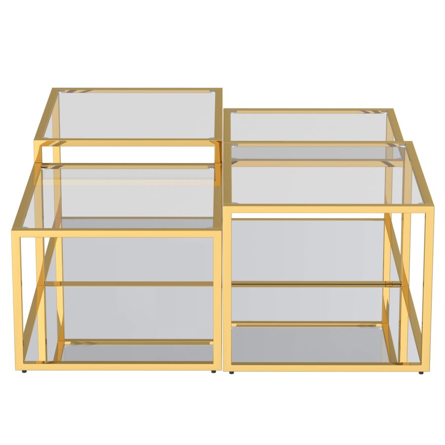 Felicity Timeless 4-Piece Multi-Tier Coffee Table In Gold
