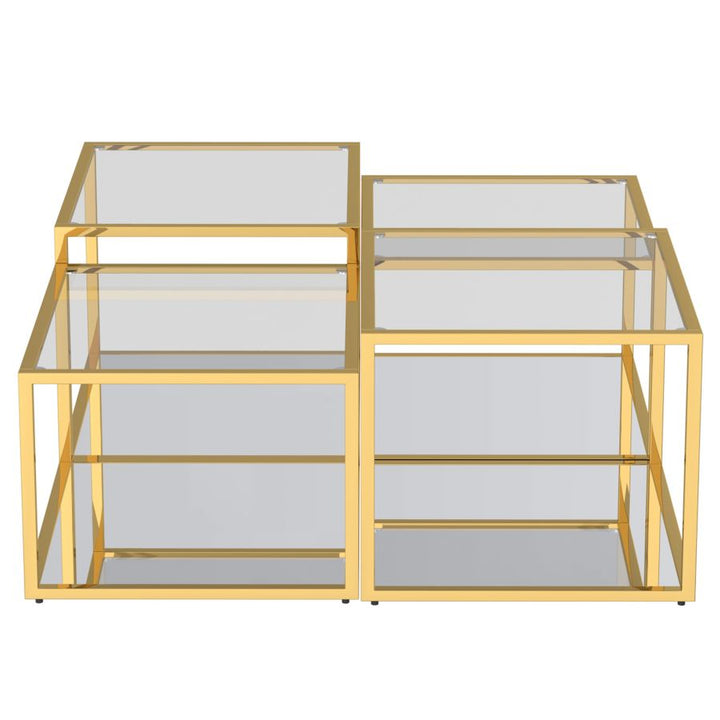 Felicity Timeless 4-Piece Multi-Tier Coffee Table In Gold