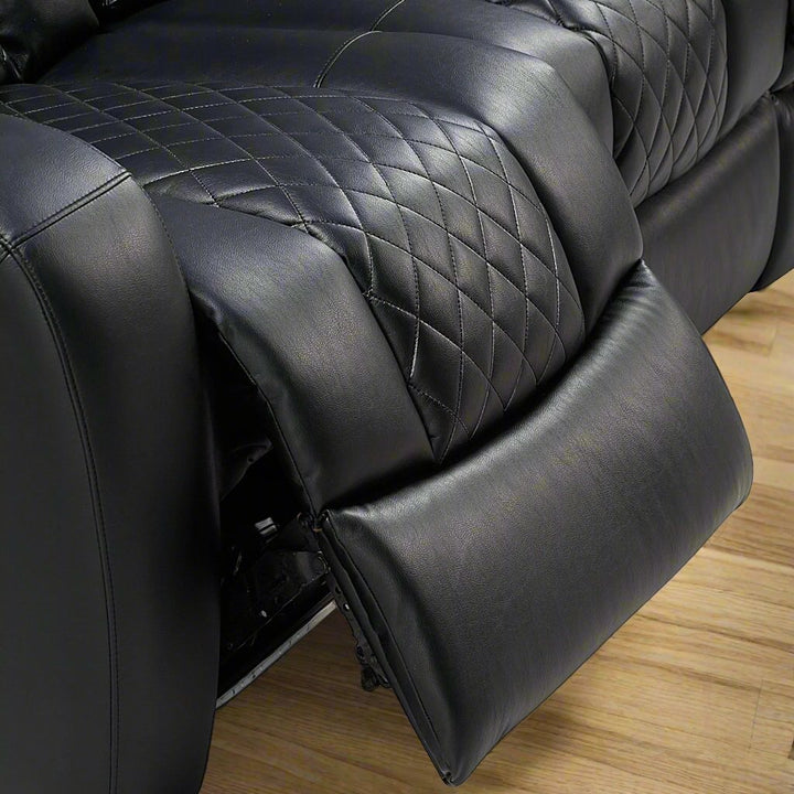 Pulse Power Recliner Sofa With Bottom LED Lighting - Midnight Black