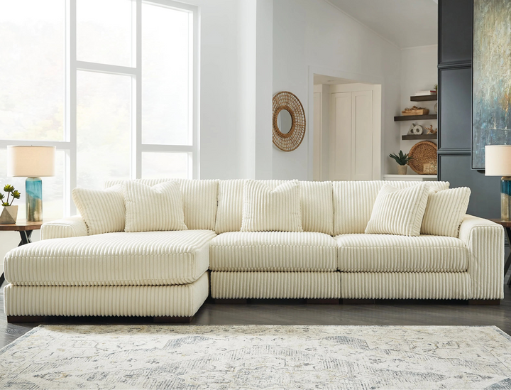 21104S13 Lindyn 3-Piece LAF Sectional Sofa in Fabric Upholstery - Ivory | Signature Design by Ashley