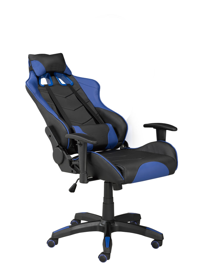 Maverick Ergonomic Gaming Chair In Faux Leather Upholstery - Black/ Blue