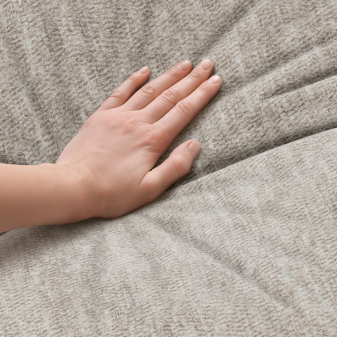 Lime Beige Sectional Sofa With Ottoman In Fabric Upholstery