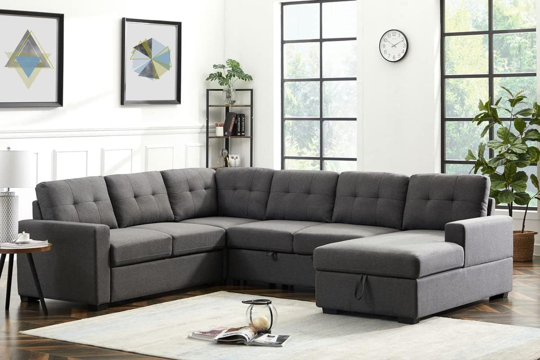 Chilas Tempting Grey Cozy Sofa Bed with Storage Chaise