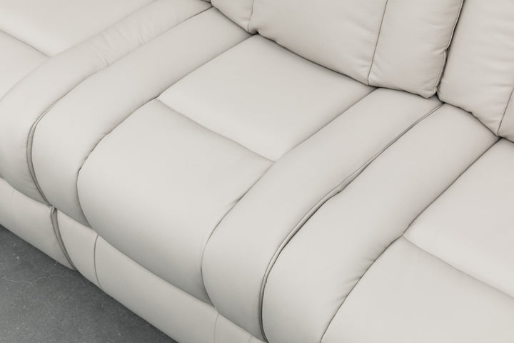 Sudex Beige Power Recliner Sofa in Top Grain Leather