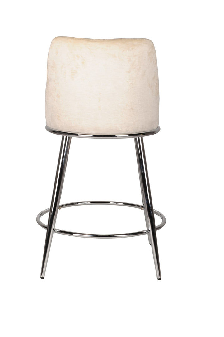 Nova Beige Counter Stool – Set of 2 | Modern Design with Chrome Legs & Footrest
