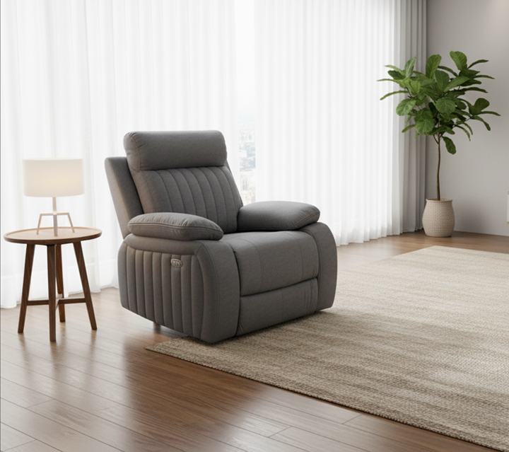 Elyse Power Recliner Chair in Fabric Upholstery - Grey
