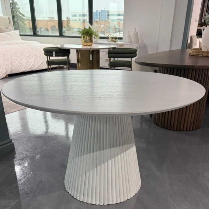 Bunit Solid Wooden White Round Dining Table